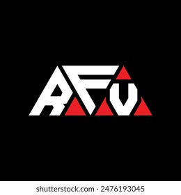 RFV triangle letter logo design with triangle shape. RFV triangle logo design monogram. RFV triangle vector logo template with red color. RFV triangular logo Simple, Elegant, and Luxurious design.