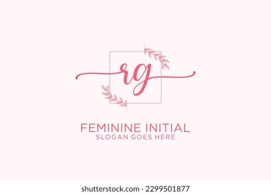 RG beauty monogram and elegant logo design handwriting logo of initial signature, wedding, fashion, floral and botanical with creative template.