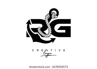 RG Creative Monogram Latter Logo with Anchor and Rope Design