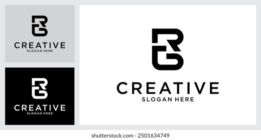 RG or GR initial letter logo design vector template