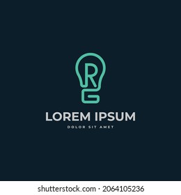 La lámpara de la letra RG GR forma el concepto de diseño de la señal del logotipo de la idea inteligente. Ilustración del vector