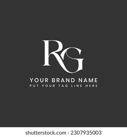 RG ou GR luxe élégante et moderne design de logo de lettre initiale minimaliste, logo Blanc et arrière-plan noir fichier vectoriel.