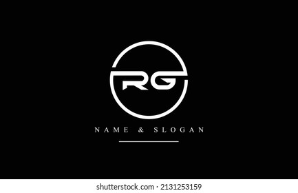 Monograma del logotipo de las letras abstractas RG, GR, R, G