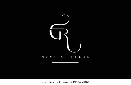 Monograma del logotipo de las letras abstractas RG, GR, R, G