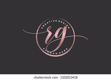 RG handwriting logo with circle template vector signature, wedding, fashion, floral and botanical with creative template.