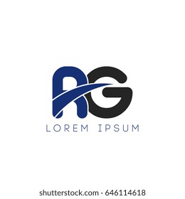 rg initial letter uppercase logo blue and black