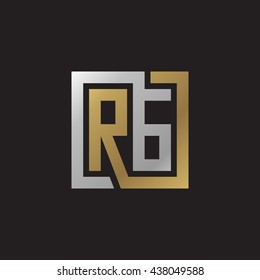 RG initial letters looping linked square elegant logo golden silver black background