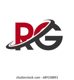 RG initial logo company name colored red and black swoosh design, isolated on white background. vector logo for business and company identity.