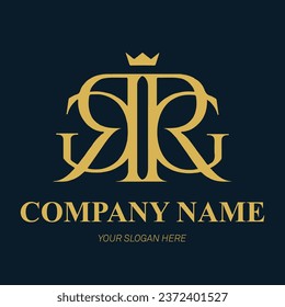 RG initial logo, GR initial logo, gold and dark blue.