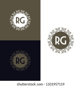 RG initial logo. Luxury ornament crown logo