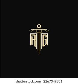 RG initial monogram for lawyers logo with pillar design ideas
