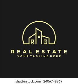 Las iniciales de RG albergan el logo de la moderna empresa de construcción vector.eps