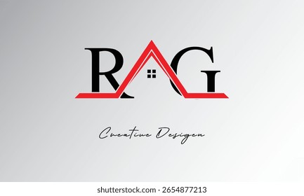 RG Letter House Logo - Monograma criativo imobiliário com ícone de telhado e forma de casa para propriedade, arquitetura e marca moderna
