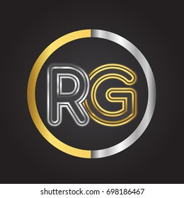 RG Letter logo in a circle. gold and silver colored. Vector design template elements for your business or company identity