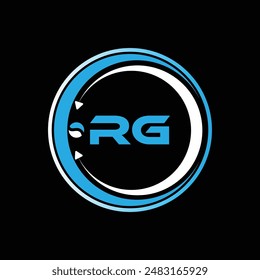 RG-Buchstaben-Logo-Design mit einer kreisförmigen RG-Logo-Design. RG-Buchstabe Logo kreatives Design. RG einzigartiges Design.