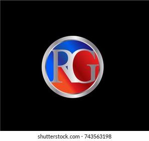 RG Letter logo Design in a circle. Blue Red and silver colored
