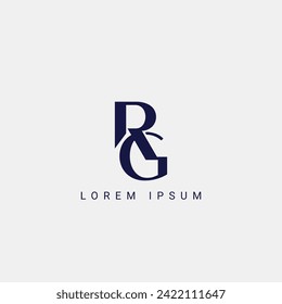 Diseño del logotipo de la letra RG. Polígono RG, círculo, triángulo, hexágono, de estilo plano y sencillo con el logotipo de la letra de variación en color blanco fijado en un tablero. Logo minimalista y clásico de RG. RG