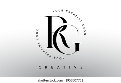 RG Letter Logo Design with Serif Typography Font and Elegant Modern Look in Black and White Colors Vector Illustration.