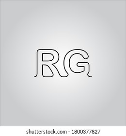 RG letter logo with nice white gradient background.The black letter icon.