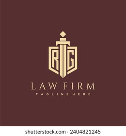 RG letter monogram for law firm with sword and shield logo image