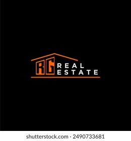 Logo de la forma del techo de la letra de RG para la propiedad inmobiliaria con el diseño del icono de la casa