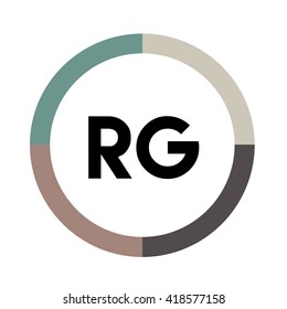 RG letters, four colors in abstract background logo, design identity in circle, alphabet letter