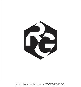 RG logo design elegant letter icon initial letter concept, hexagon shape negative space