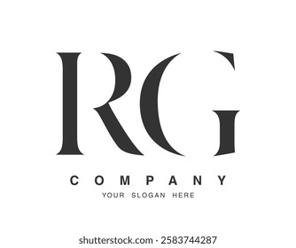 RG logo design. Initial letter r and g serif font style. Creative classic company name typography. Trendy logotype or identity. Vector illustration.