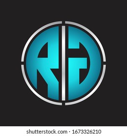 RG Logo initial with circle line cut design template on blue colors