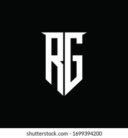RG logo monogram with emblem shield style design template