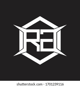 Monograma del logotipo RG con hexágono y plantilla de diseño de forma de cuatro ejes