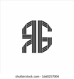 Estilo de esquema de monograma del logotipo RG aislado en fondo blanco