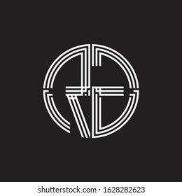 RG Logo monogram triple ribbon style line design template isolated on black background