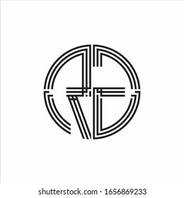 Plantilla de diseño de línea de tres cintas de logotipo RG aislada en fondo blanco