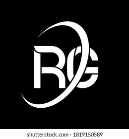 Logo de RG. Diseño R G. Letra blanca RG. Diseño del logotipo de la letra G/R. Letra inicial logotipo de monograma en mayúscula del círculo RG enlazado.	