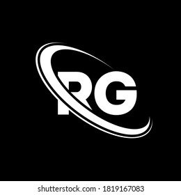 Logo de RG. Diseño R G. Letra blanca RG. Diseño del logotipo de la letra G/R. Letra inicial logotipo de monograma en mayúscula del círculo RG enlazado.	