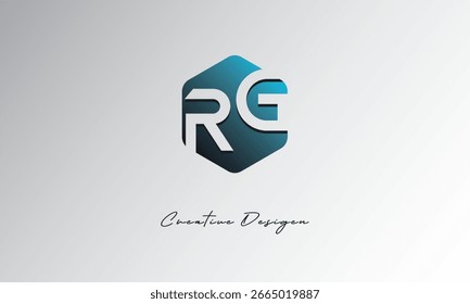 RG Minimal Polygon Shape Abstract Negative Space Symbol for Branding Use"