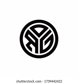 RG monogram logo with circle outline design template isolated on white background