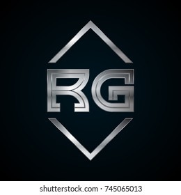 RG Monogram, Metal Logo, Silver Logo