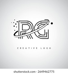 RG Orbit Monogram Logo - Futuristic Minimal Letter mark with Circular Line Art, Tech-Inspired Dots and Space Motion Concept for Modern Branding Identity (Logotipo de Monograma de Órbita RG - Marca de Letra Mínima Futurista com Linha de Arte Circular, Pontos Inspirados na Tecnologia e Conceito de Movimento Espacial para Identidade de Marca Moderna)