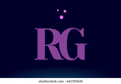 rg r g alphabet letter logo pink line stripes magenta purple blue font creative text dots company vector icon design template