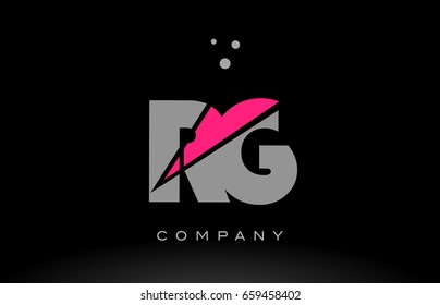 rg r g alphabet letter logo pink grey black creative company vector icon design template