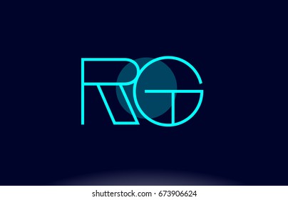 rg r g blue line circle letter logo alphabet creative company vector icon design template