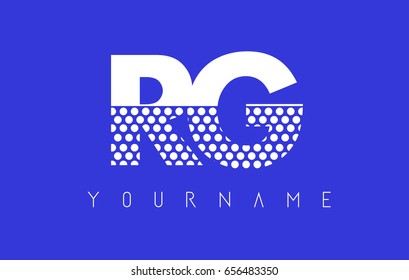 RG R G Dotted Pattern Letter Logo Design Vector with Blue Background.