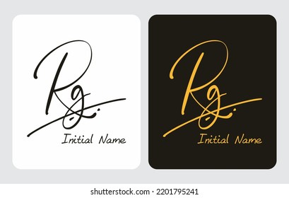 Rg R g initial handwriting Rg initial handwriting signature logo template vector hand lettering for designs or for identity
