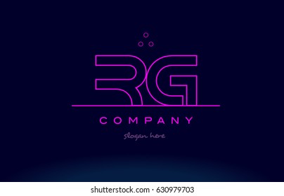 rg r g letter alphabet text pink purple dots contour line creative company logo vector icon design template