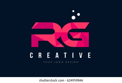 RG R G Purple Letter Logo Design with Low Poly Pink Triangles Concept