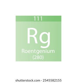 Rg Roentgenium Chemical Element Tabela Periódica. Simples ilustração de vetor quadrado plano, simples ícone de estilo limpo com massa molar e número atômico para Lab, ciência ou classe de química.