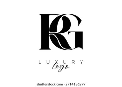 Logotipo de la tipografía del monograma de la letra de RG Serif para la identidad elegante de la marca de Premium