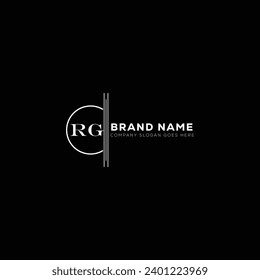 RG White Letter monogram Logo Design with Black Background. R G